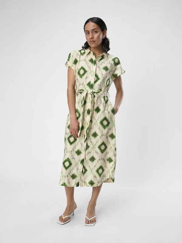 Price Cut summer dressBerry Midi Shirt Dress (Sandshell/ Peridot Green)