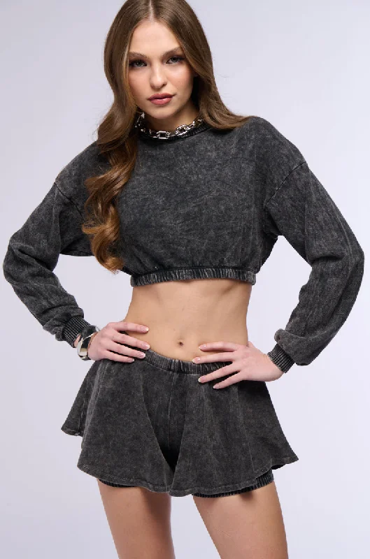 Midnight Madness MYSTERY GIRL MINERAL WASH CROPPED SWEATSHIRT