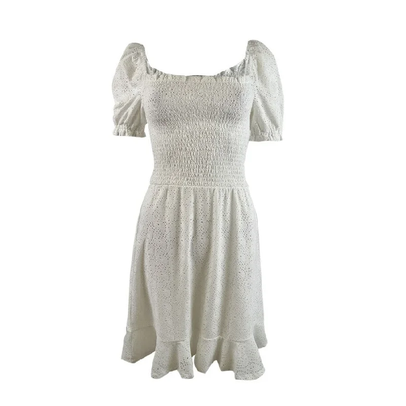 Warehouse Sale fitted dressMICHAEL Michael Kors Women's Eyelet Smocked Peasant Dress (XL, White) Warehouse Sale fitted dressMICHAEL Michael Kors Women's Eyelet Smocked Peasant Dress (XL, White)