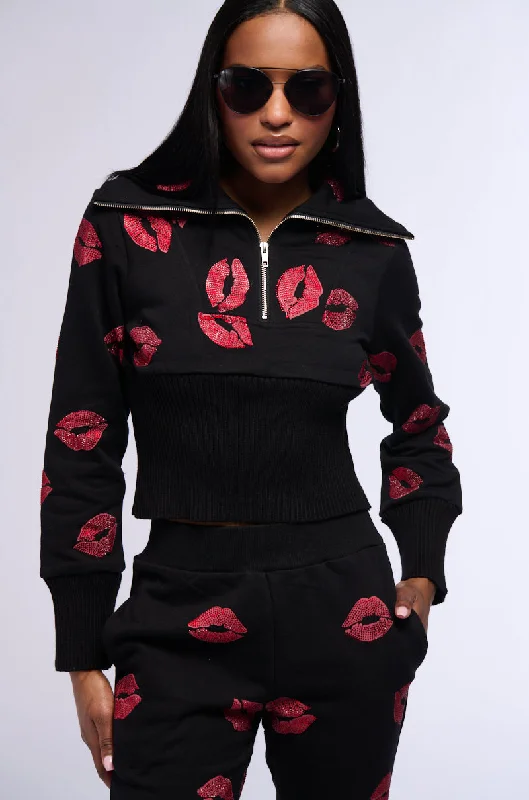 Online Only ALL MY KISSES QUARTER ZIP SWEATSHIRT