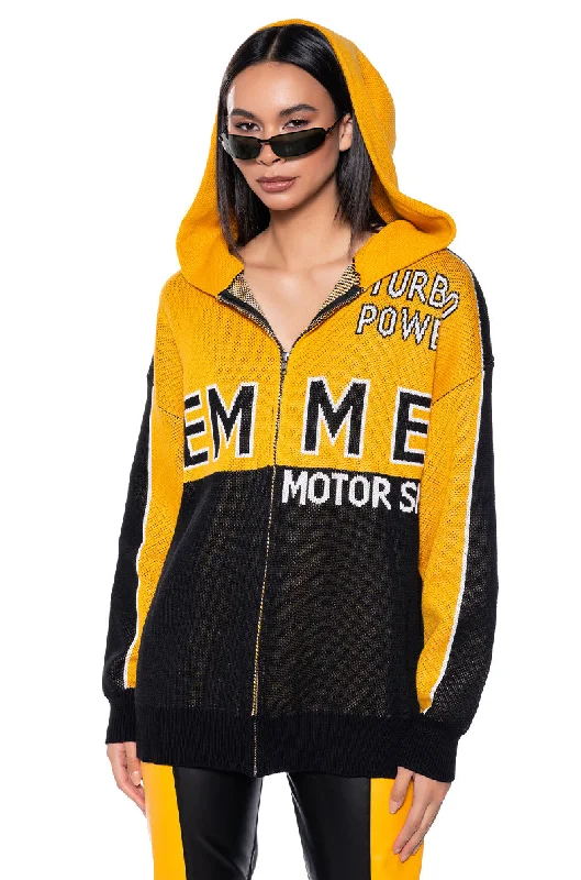 New Deals FEMME RACING KNIT ZIP UP SWEATSHIRT