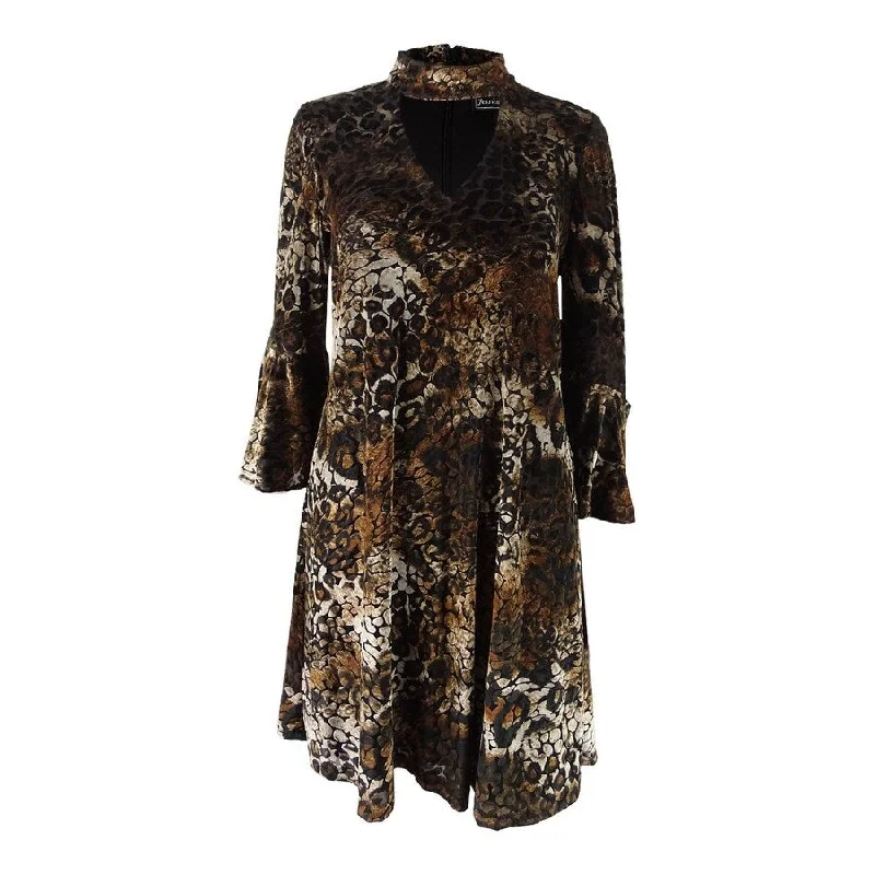 Price Cut casual slip dressJessica Howard Women's Animal-Print Velvet Choker Dress