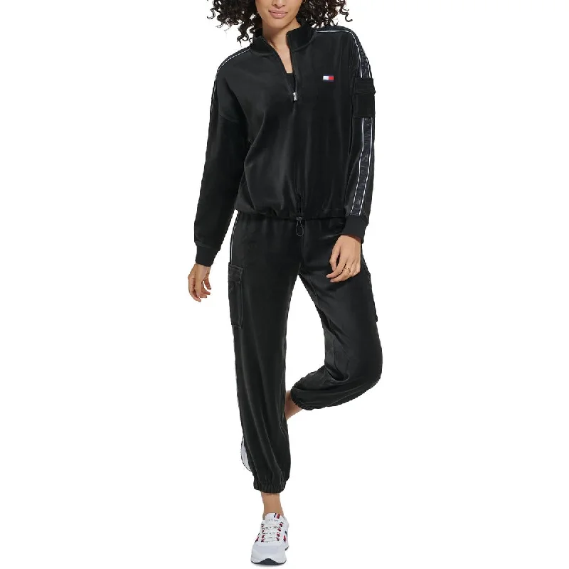 Deal of the Day Tommy Hilfiger Sport Womens Velour Sweatshirt 3/4 Zip Pullover