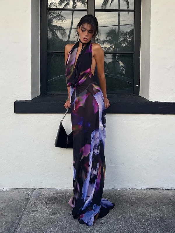 Discount Deals long sleeve dressA&A Beach Mesh Summer Backless Maxi Dress