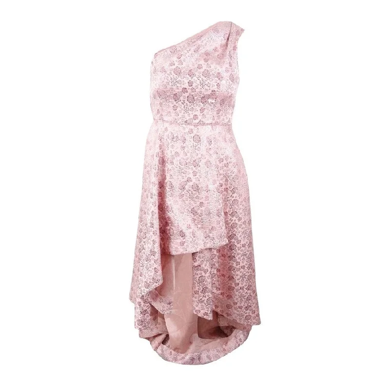 Today’s Deal denim dressAdrianna Papell Women's Metallic Jacquard One-Shoulder Gown (10, Pink Multi)