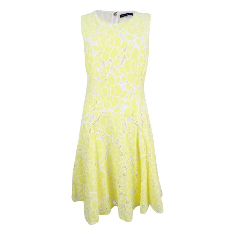 Special Savings printed dressTommy Hilfiger Women's Floral Lace Fit & Flare Dress