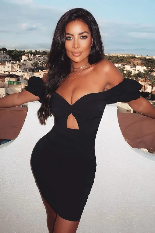 Limited Availability bohemian dressBlack Twist Front Puff Sleeve Mini Dress - Dalexa Limited Availability bohemian dressBlack Twist Front Puff Sleeve Mini Dress - Dalexa