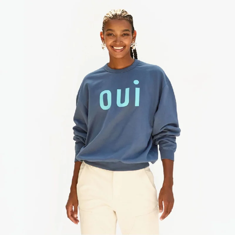 Best Bargains "Oui" Oversized Sweatshirt (Faded Navy)