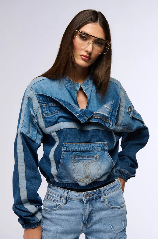 Weekend Flash Sale AUBREY DENIM PULL OVER SWEATSHIRT