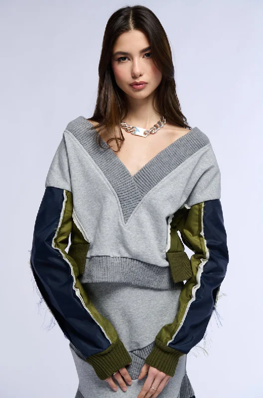 Deal of the Day INDIE COLORBLOCKED DEEP V SWEATSHIRT