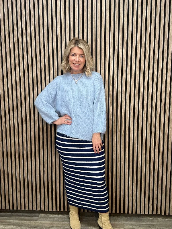 Discount Days comfy maxi dressMiranda Knitted Midi Skirt (Medieval Blue/Birch)