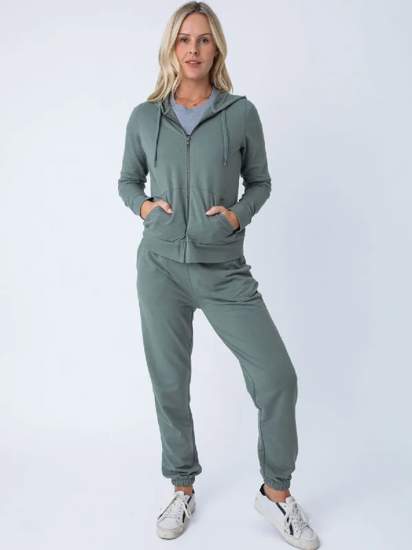 Overstock Women's Mercury Green Terry Jogger FINAL SALE