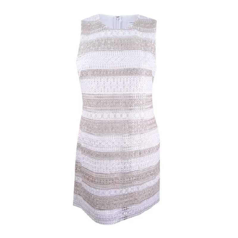 Price Reduction pleated dressCalvin Klein Women's Lace-Stripe Sheath Dress