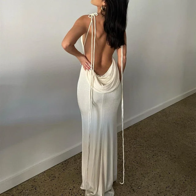 Clearance Items textured dressA&A Backless Maxi Dress