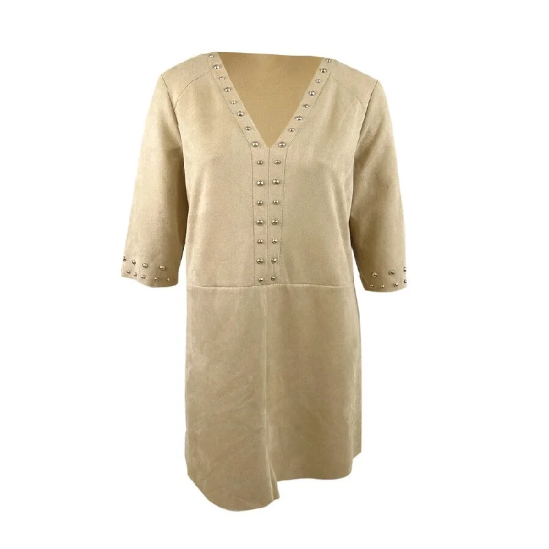 Price Drop trendy dressVince Camuto Women's 3/4 Sleeve Studded Dress (XL, Latte)