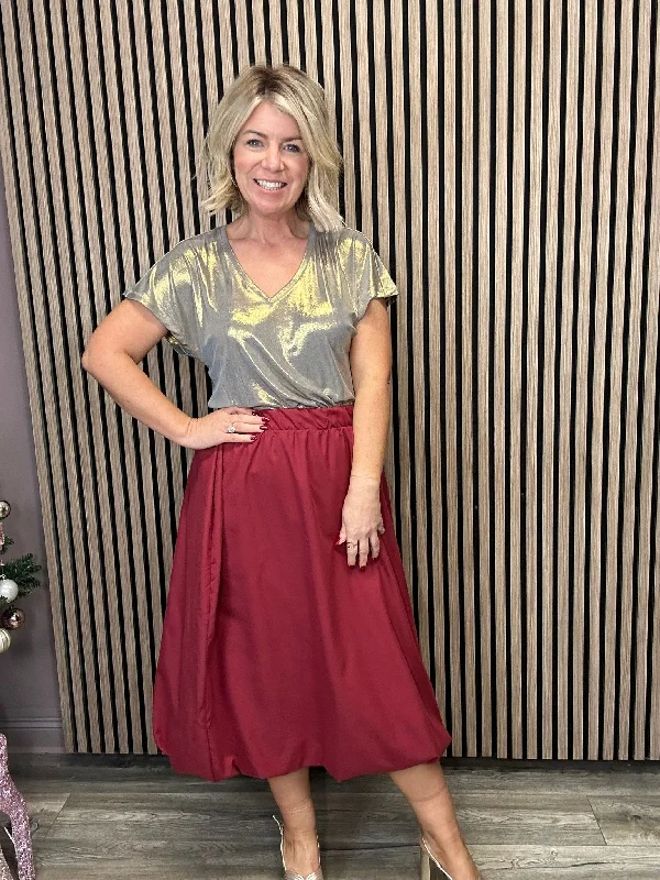 Huge Discounts flowy dressEimear Midi Balloon Skirt (Cabernet)