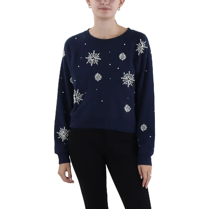 Super Sale Wildfox Womens Snowflake Crewneck Long Sleeve Sweatshirt