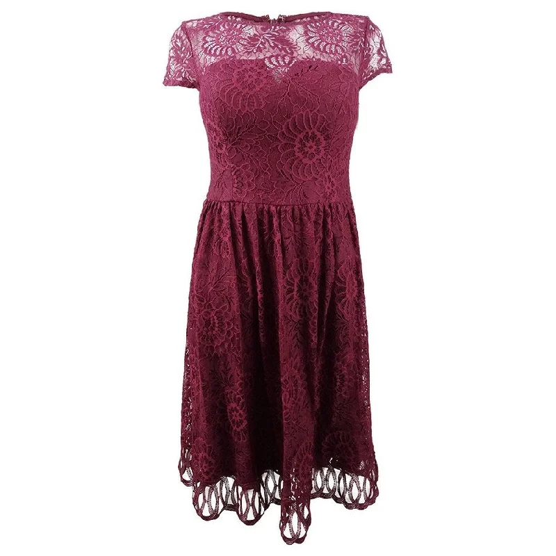 Limited Availability knit dressKensie Women's Lace Midi Fit & Flare Dress (2, Burgundy) Limited Availability knit dressKensie Women's Lace Midi Fit & Flare Dress (2, Burgundy)