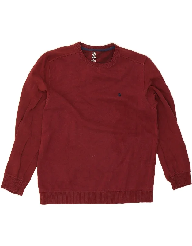 Price Cut IZOD Mens Sweatshirt Jumper Medium Maroon Cotton