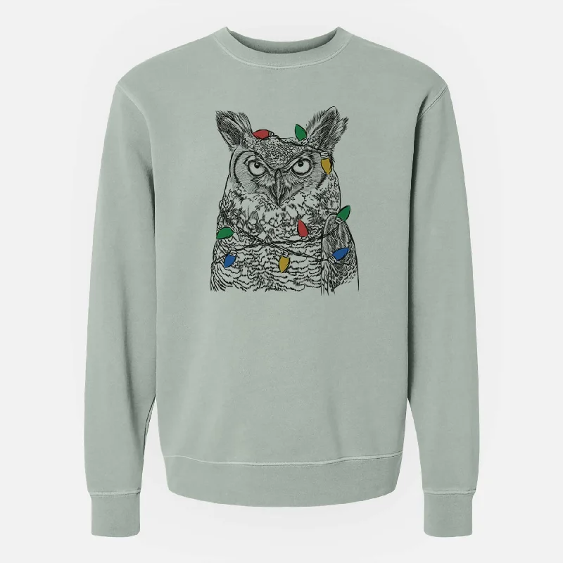 Special Price luxe gym hoodieChristmas Lights Ozwald the Grey Horned Owl - Unisex Pigment Dyed Crew Sweatshirt Special Price luxe gym hoodieChristmas Lights Ozwald the Grey Horned Owl - Unisex Pigment Dyed Crew Sweatshirt