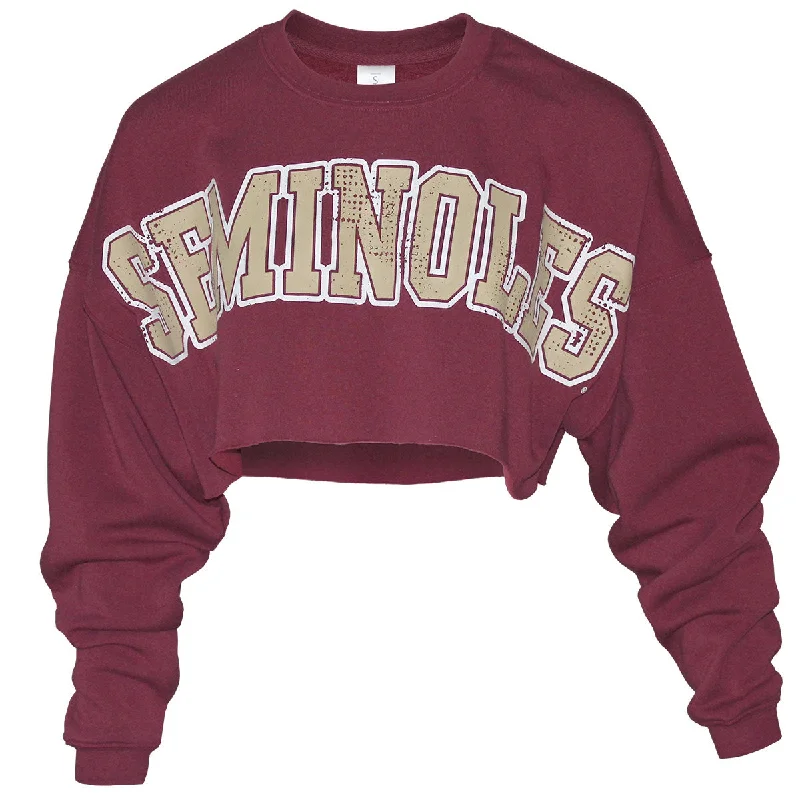 Deal Mania ZooZatz Women's Seminoles Uber Crop Crew Fleece - Garnet