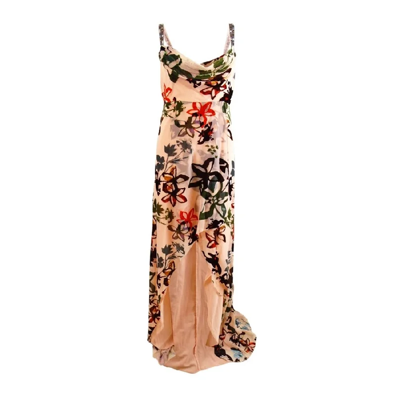Big Discounts ruffle dressNicole Miller Women's Velvet Floral Print Hi-Low Dress (8, Blush Multi)