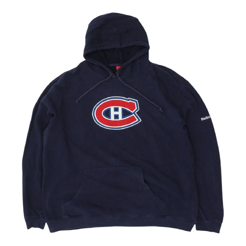 Price Drop Montreal Canadiens Mens Navy Pullover Reebok Hoodie | NHL Ice Hockey Hoody VTG