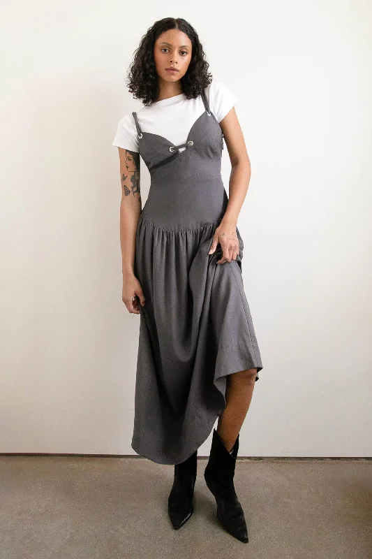 Super Bargain fitted bodycon dressDROP-WAIST DRESS WITH METAL EYELETS