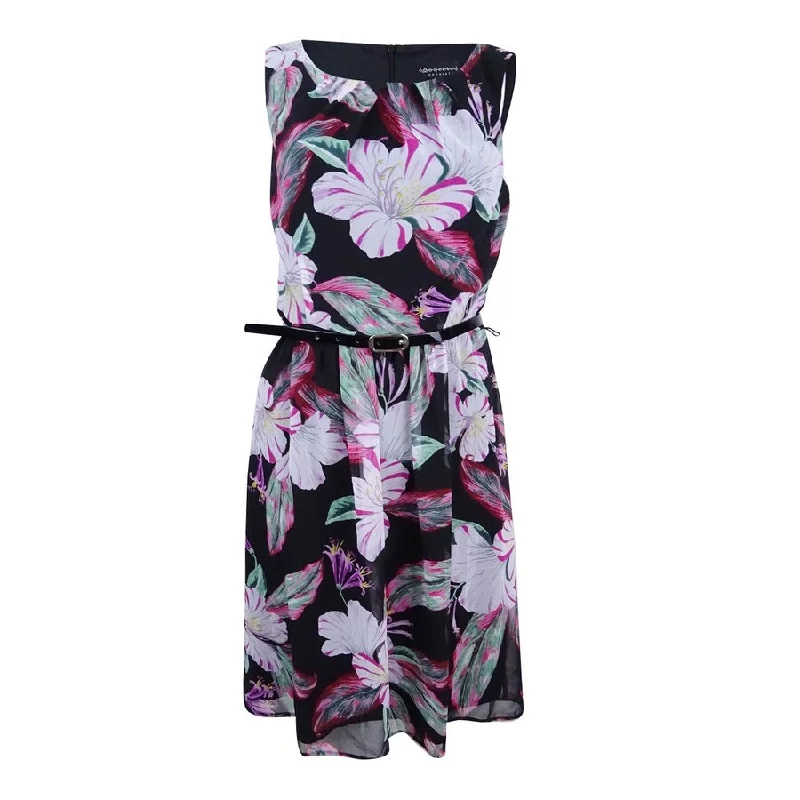 Today's Special floral dressConnected Women's Belted Floral-Print Dress