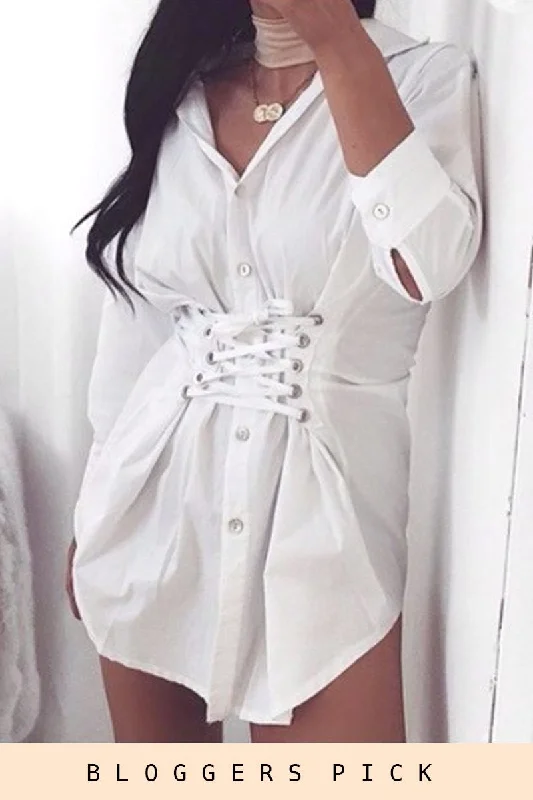 Exclusive Savings pleated maxi dressWhite Corset Front Shirt Dress - Malika