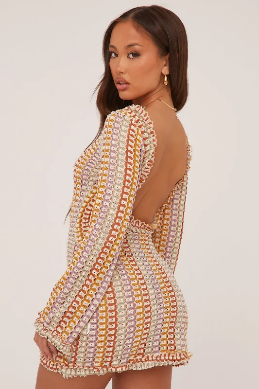 Super Sale cocktail party dressMulti Knit Abstract Pattern Backless Mini Dress - Kerina Super Sale cocktail party dressMulti Knit Abstract Pattern Backless Mini Dress - Kerina