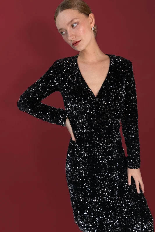 Super Sale boho dressSEQUIN WRAP MIDI DRESS