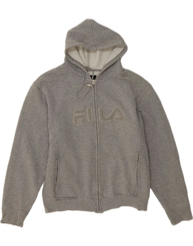 Deal of the Day FILA Mens Graphic Zip Hoodie Sweater 2XL Grey Cotton