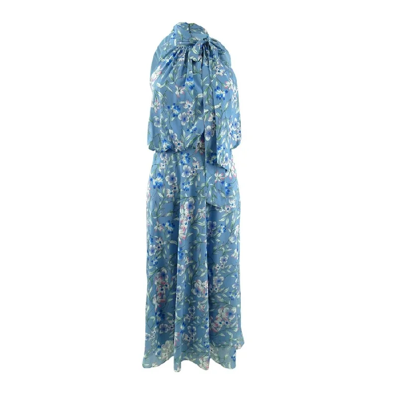 Best Bargains relaxed fit dressAdrianna Papell Women's Floral-Print Halter Dress (4, Blue Multi)