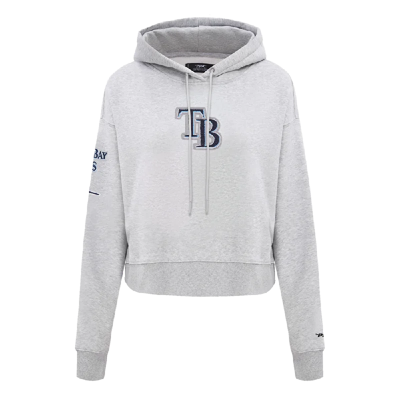 Hurry In MLB TAMPA BAY RAYS CLASSIC WOMEN'S FLC CROPPED PO HOODIE (HEATHER GREY)