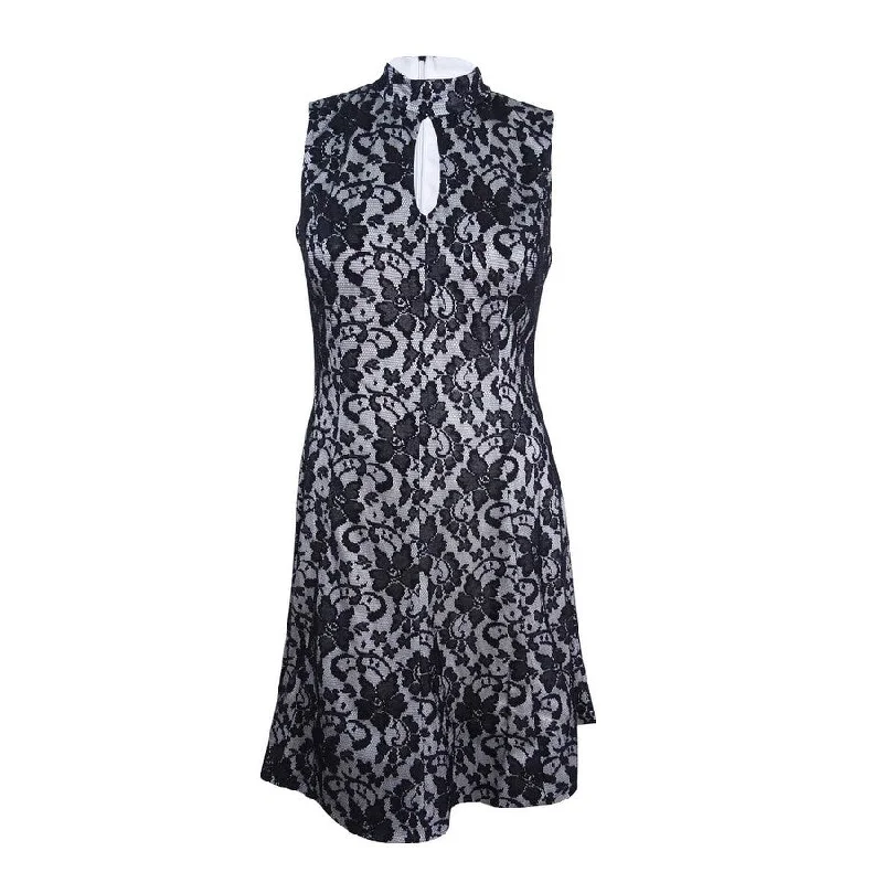 Amazing Deals off-the-shoulder dressJAX Women's Mock-Neck Lace Fit & Flare Dress (10, Black/Ivory) Amazing Deals off-the-shoulder dressJAX Women's Mock-Neck Lace Fit & Flare Dress (10, Black/Ivory)