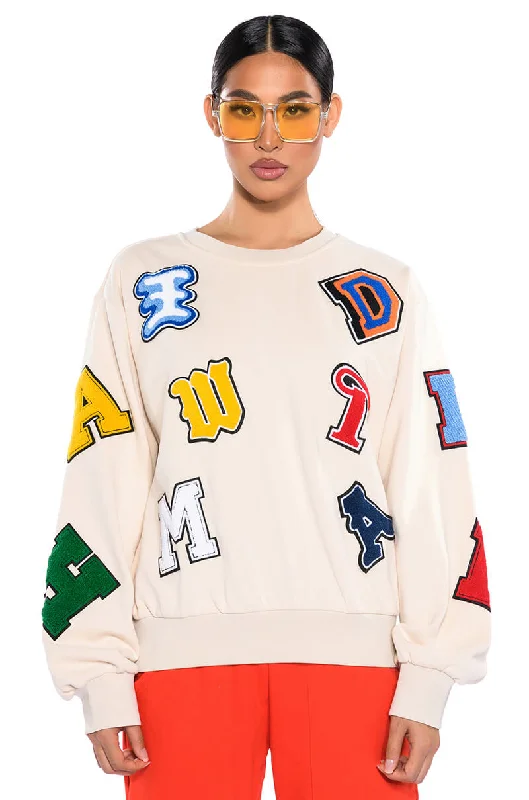 Take Advantage ABCDEFU PATCHWORK CREW NECK PULL OVER
