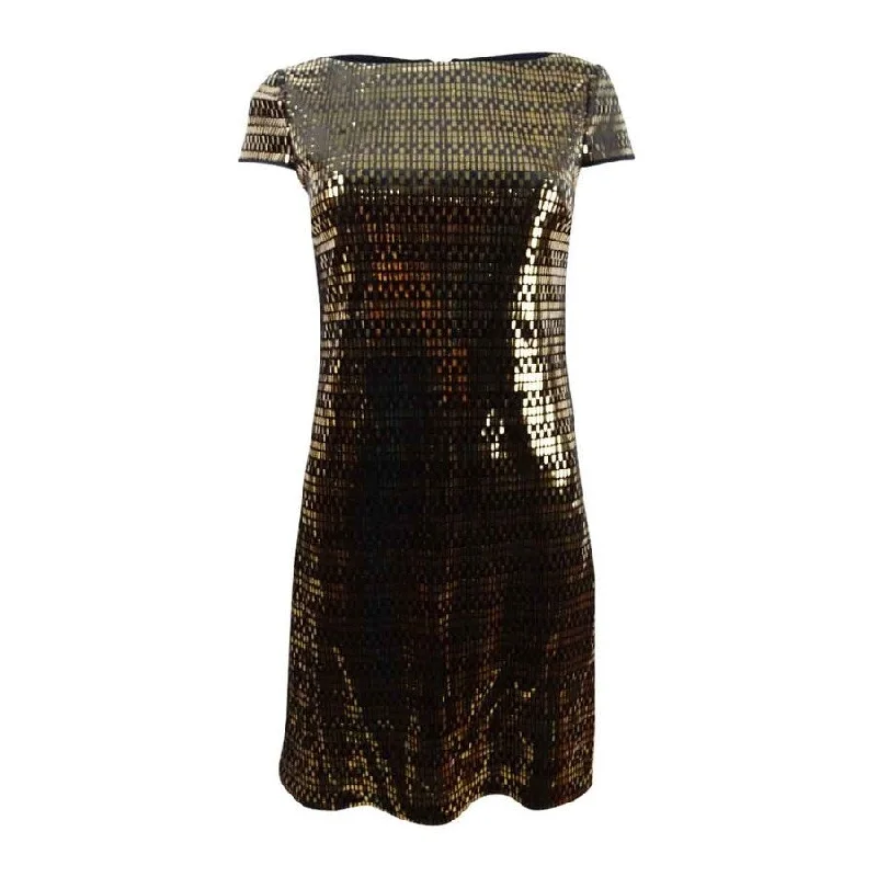 Big Discounts stylish dressVince Camuto Women's Metallic Sheath Dress (2, Black/Gold) Big Discounts stylish dressVince Camuto Women's Metallic Sheath Dress (2, Black/Gold)