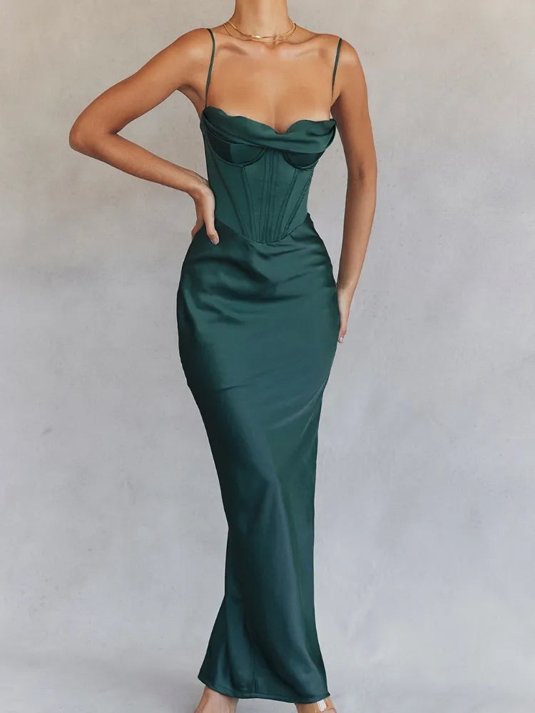 New Deals textured dressA&A Spaghetti Strap Satin Corset Maxi Dress