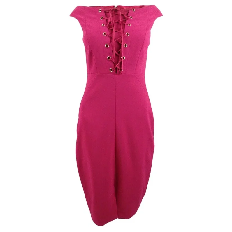 Low Prices draped dressJAX Women's Solid Off-The-Shoulder Lace-Up Dress