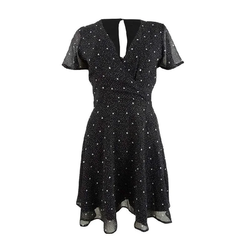 Fantastic Deals long sleeve dressMaison Jules Women's Dotted Faux-Wrap Fit & Flare Dress