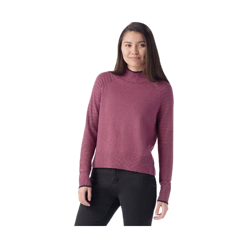 Lowest Price Smartwool Women's Edgewood Mock Neck Sweater - Garden Pink Eggplant - ONLINE STORE CREDIT/EXCHANGE ONLY Lowest Price Smartwool Women's Edgewood Mock Neck Sweater - Garden Pink Eggplant - ONLINE STORE CREDIT/EXCHANGE ONLY