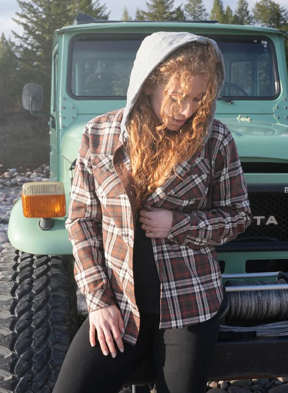 Act Now WOMEN'S HOODED FOREVER FLANNEL - ORANGE