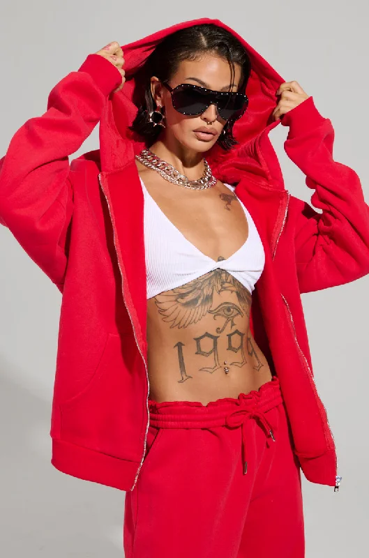 Deal of the Day LOVER OVERSIZED ZIP UP SWEATSHIRT