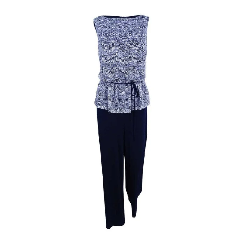 Instant Discount casual slip dressConnected Women's Printed Peplum Jumpsuit