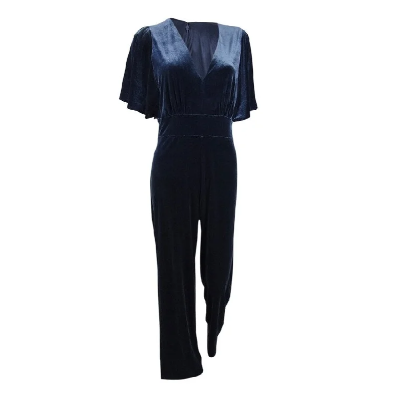 One-DAY Sale pleated dressDKNY Women's Velvet Flutter Sleeve Jumpsuit (12, Midnight)