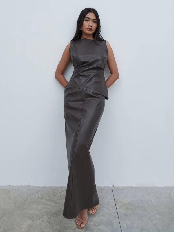 Discount Mania sophisticated dressMaeve Faux Leather Maxi Skirt (Dark Chocolate Brown) Discount Mania sophisticated dressMaeve Faux Leather Maxi Skirt (Dark Chocolate Brown)