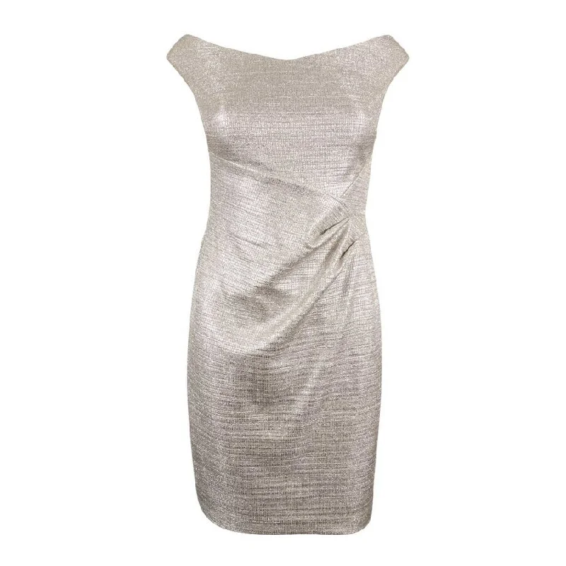 Year-End Sale off-the-shoulder dressLauren Ralph Lauren Women's Metallic Foil Sheath Dress Year-End Sale off-the-shoulder dressLauren Ralph Lauren Women's Metallic Foil Sheath Dress
