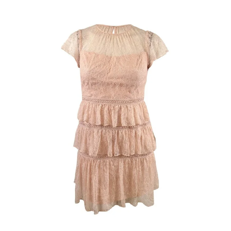 Daily Deals floral wrap dressAdrianna Papell Women's Tiered Lace Mini Dress (12, Blush)