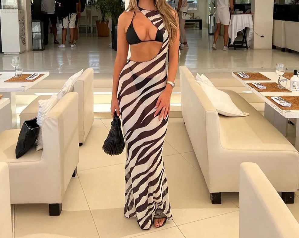 Factory Direct Sale casual summer dressA&A Zebra Stripes Bikini Set